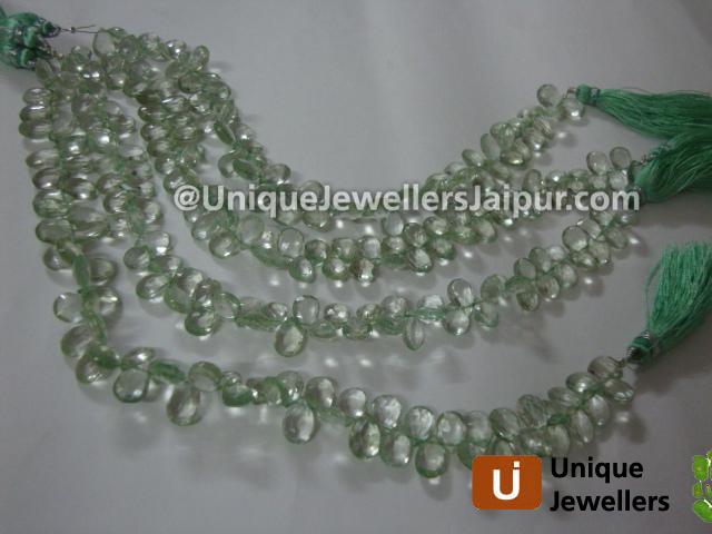 Green Amethyst Faceted Pear Beads